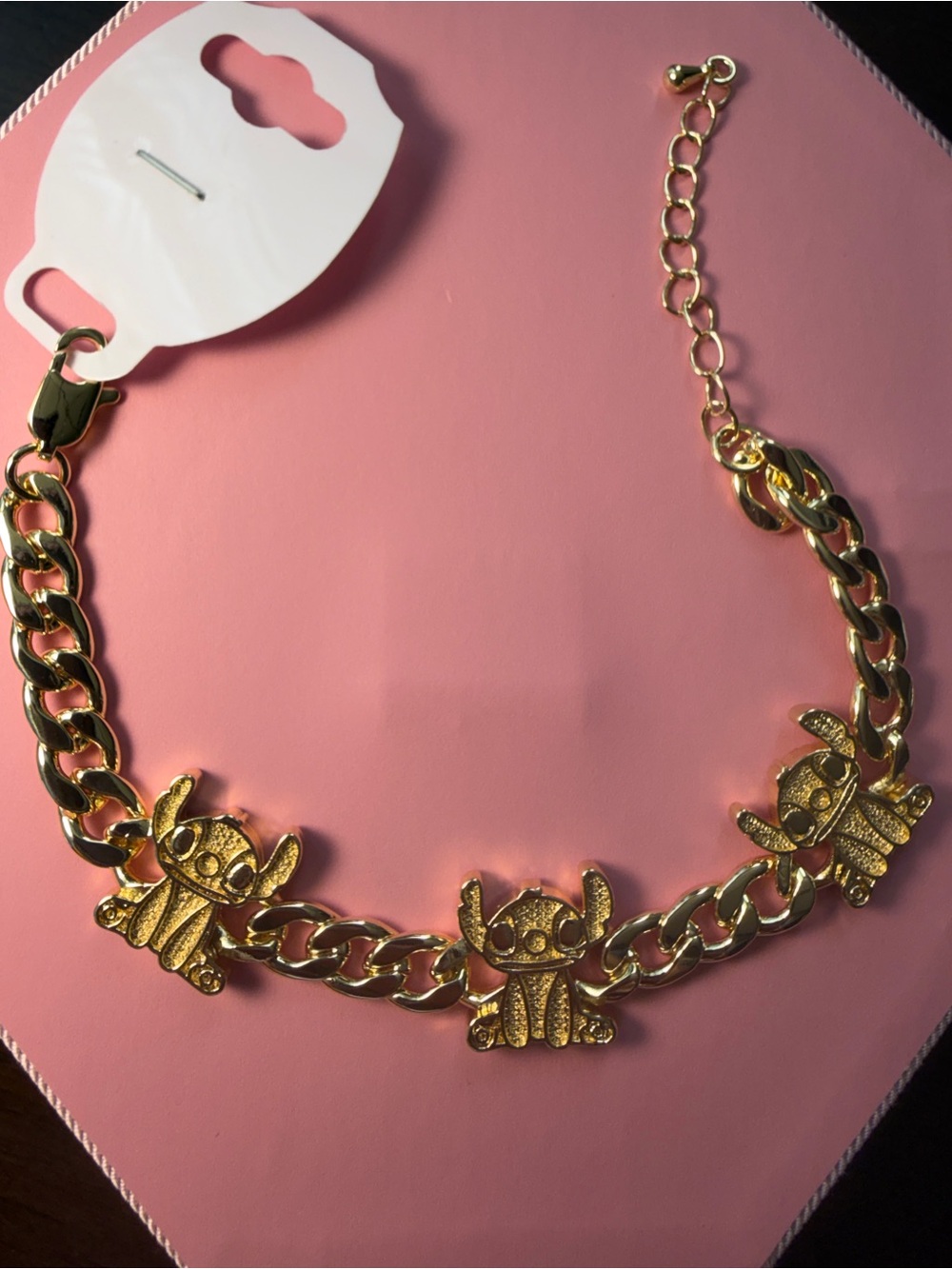 Gold Tone Character Link Bracelet with Three Cute Charms